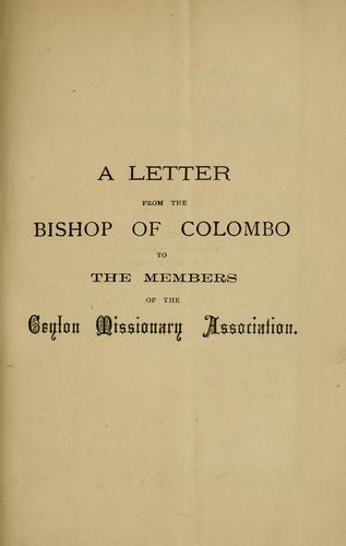 Cover for letter from the Bishop of Colombo to the members of the Ceylon Missionary Association.