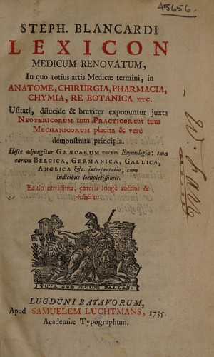 Cover for Lexicon medicum renovatum, in quo totius artis medicae termini ...