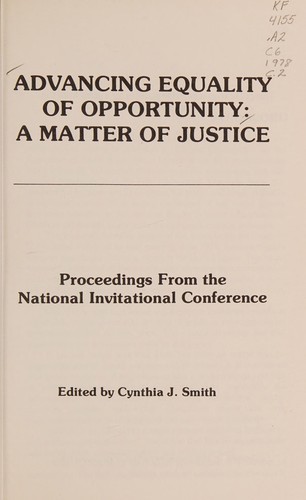 Cover for Advancing equality of opportunity