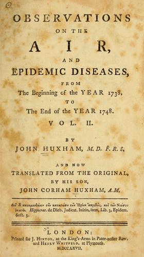 Cover for Observations on the air, and epidemic diseases