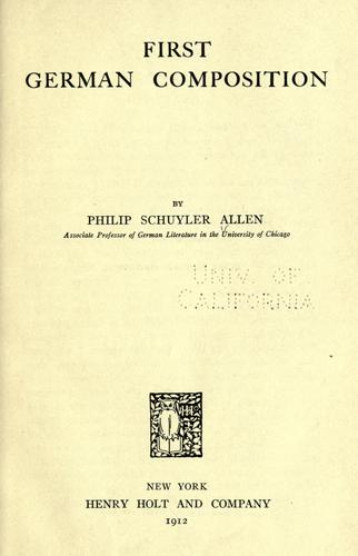 Cover for First German composition