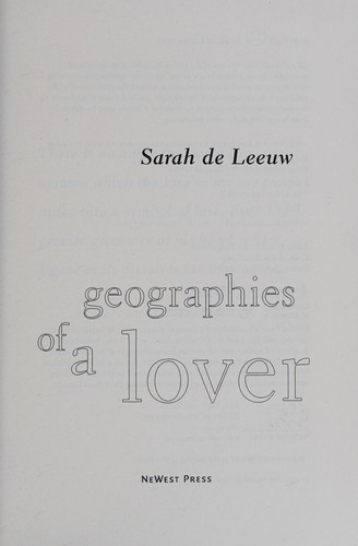 Cover for Geographies of a lover
