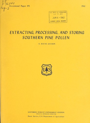 Cover for Extracting, processing, and storing southern pine pollen