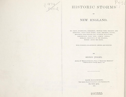Cover for Historic storms of New England.