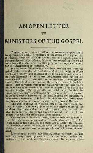 Cover for An open letter to ministers of the gospel