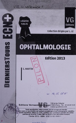 Cover for Ophtalmologie
