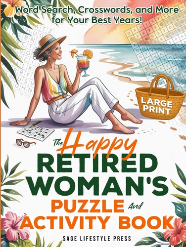 Cover for The Happy Retired Woman's Puzzle and Activity Book