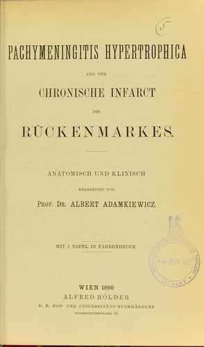 Cover for Pachymeningitis hypertrophica und der chronische Infarct des R©ơckenmarkes