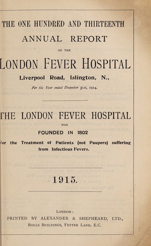Cover for Report of the London Fever Hospital, Liverpool Road, Islington, for the year ending 31st December 1914