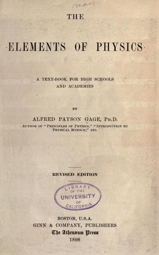 Cover for The elements of physics