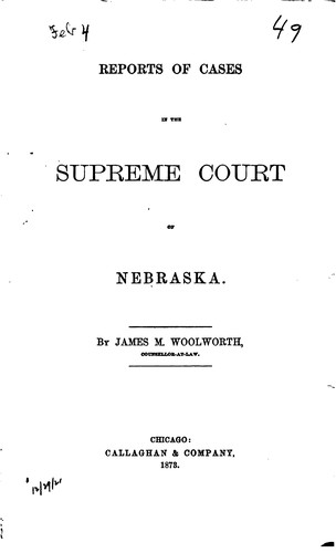 Cover for Reports of Cases in the Supreme Court of Nebraska