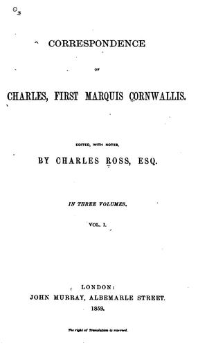 Cover for Correspondence of Charles, first Marquis Cornwallis.