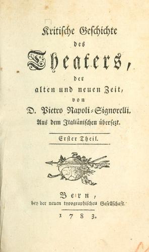 Cover for Kritische Geschichte des Theaters der alten und neuen Zeit