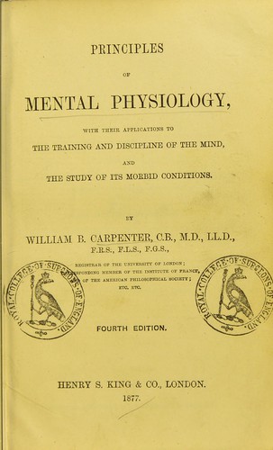 Cover for Principles of mental physiology
