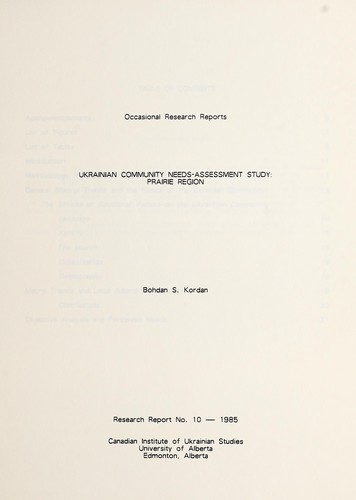 Cover for Ukrainian community needs-assessment study