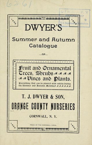 Cover for Dwyer's summer and autumn catalogue of fruit and ornamental trees, shrubs