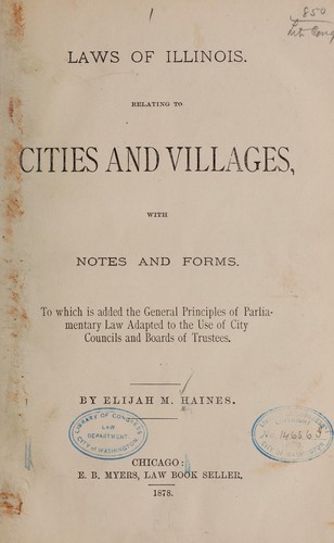 Cover for Laws of Illinois, relating to cities and villages