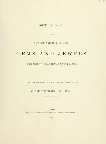 Cover for Notes on some of the antique and renaissance gems and jewels in Her Majesty's collection at Windsor Castle