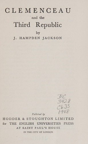 Cover for Clemenceau and the third republic