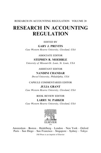 Cover for Research in accounting regulation