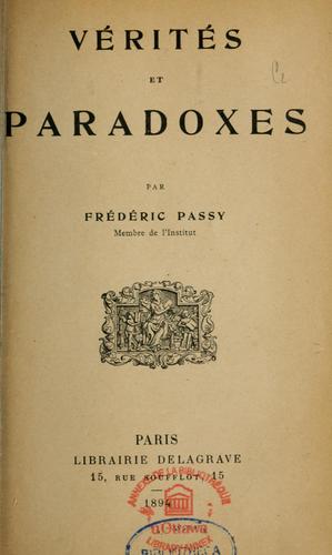Cover for Vérités et paradoxes