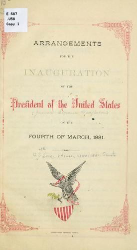 Cover for Arrangements for the inauguration of the President of the United States on the fourth of March, 1881.