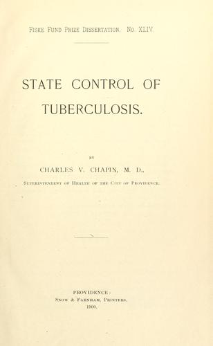 Cover for State control of tuberculosis