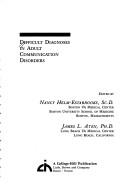 Cover for Difficult diagnoses in adult communication disorders