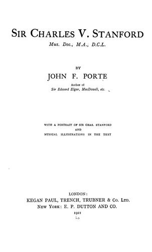 Cover for Sir Charles V. Stanford