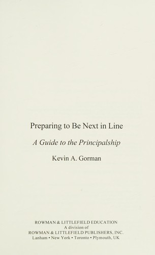 Cover for Preparing to be next in line