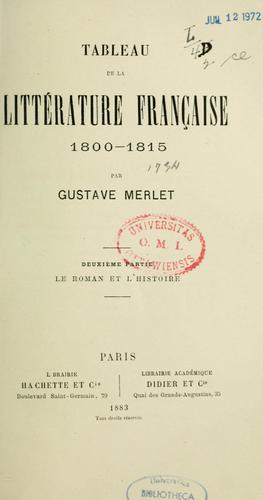 Cover for Tableau de la littérature française, 1800-1815