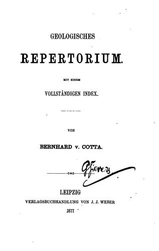 Cover for Geologisches Repertorium...: Mit einem vollständigen Index