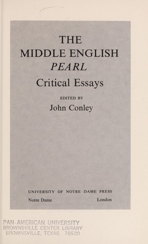Cover for The Middle English 'Pearl'