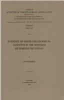 Cover for Evidence of Greek Philosophical Concepts in the Writings of Ephrem the Syrian