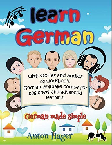 Cover for Learn German with stories and audios as workbook. German language course for beginners and advanced learners.