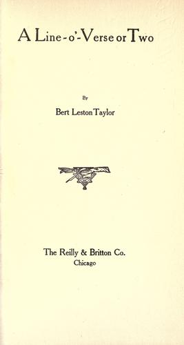 Cover for A line-o'-verse or two
