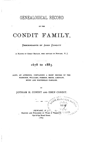 Cover for Genealogical record of the Condit family