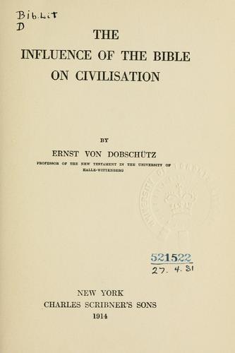 Cover for influence of the Bible on civilisation.