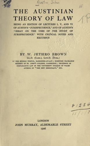 Cover for The Austinian theory of law