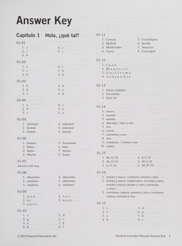 Cover for Arriba! answer key for the student activities manual