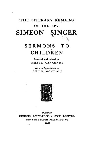 Cover for The literary remains of the Rev. Simeon Singer