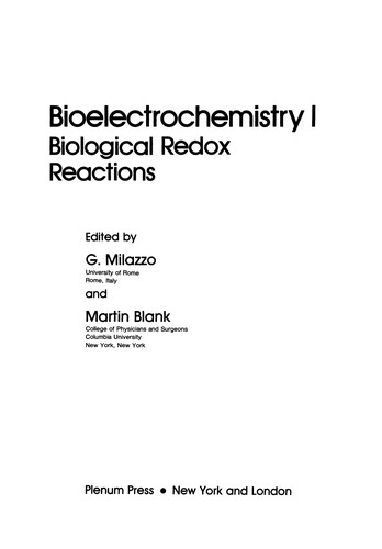 Cover for Bioelectrochemistry I