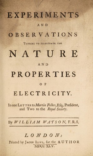 Cover for Experiments and observations tending to illustrate the nature and properties of electricity