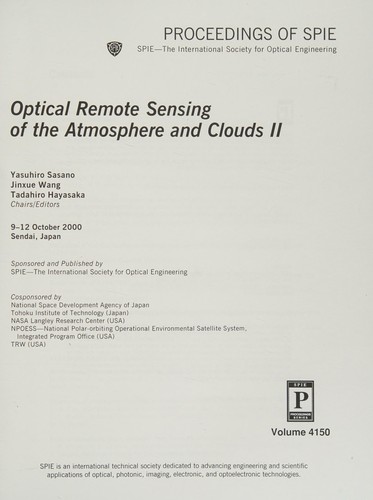 Cover for Optical remote sensing of the atmosphere and clouds II
