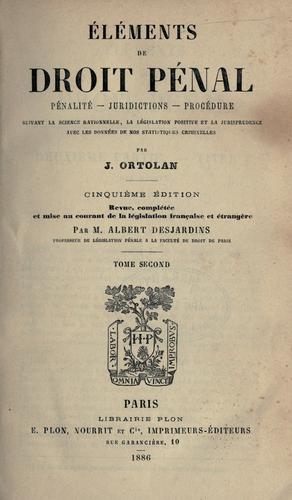 Cover for Éléments de droit pénal