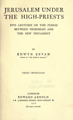 Cover for Jerusalem under the high-priests