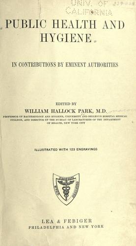 Cover for Public health and hygiene