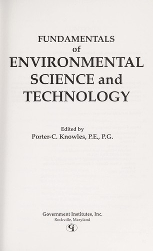 Cover for Fundamentals of environmental science and technology