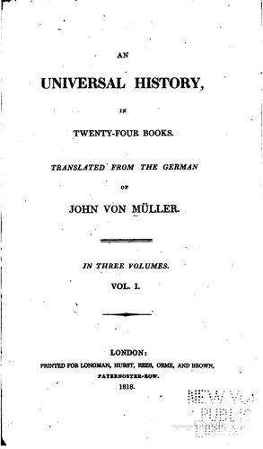 Cover for An universal history