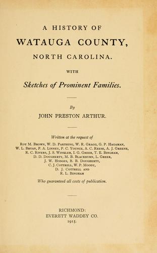 Cover for A history of Watauga County, North Carolina